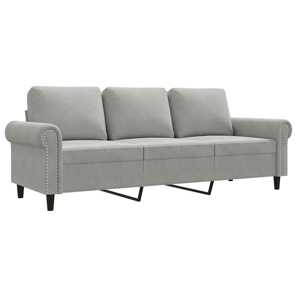 Light Gray Velvet 3-Seater Sofa H2586