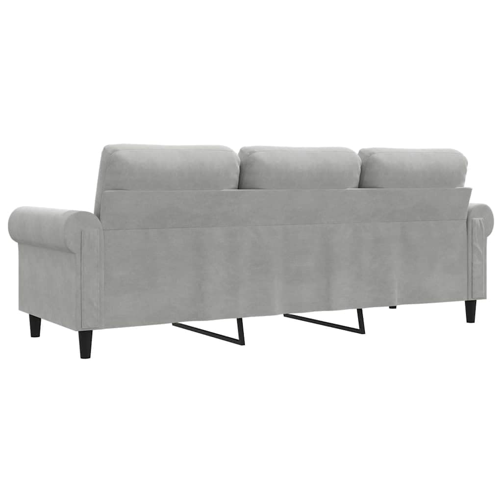 Light Gray Velvet 3-Seater Sofa H2586