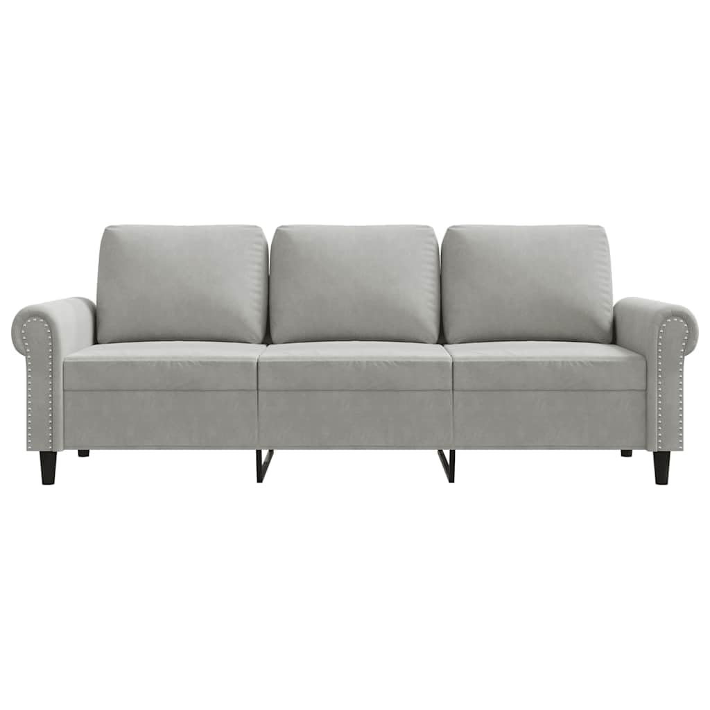 Light Gray Velvet 3-Seater Sofa H2586