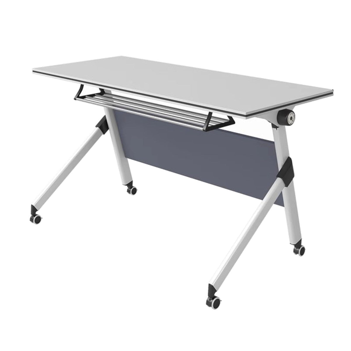 Portable Folding Conference Table with Storage and Wheels B9029