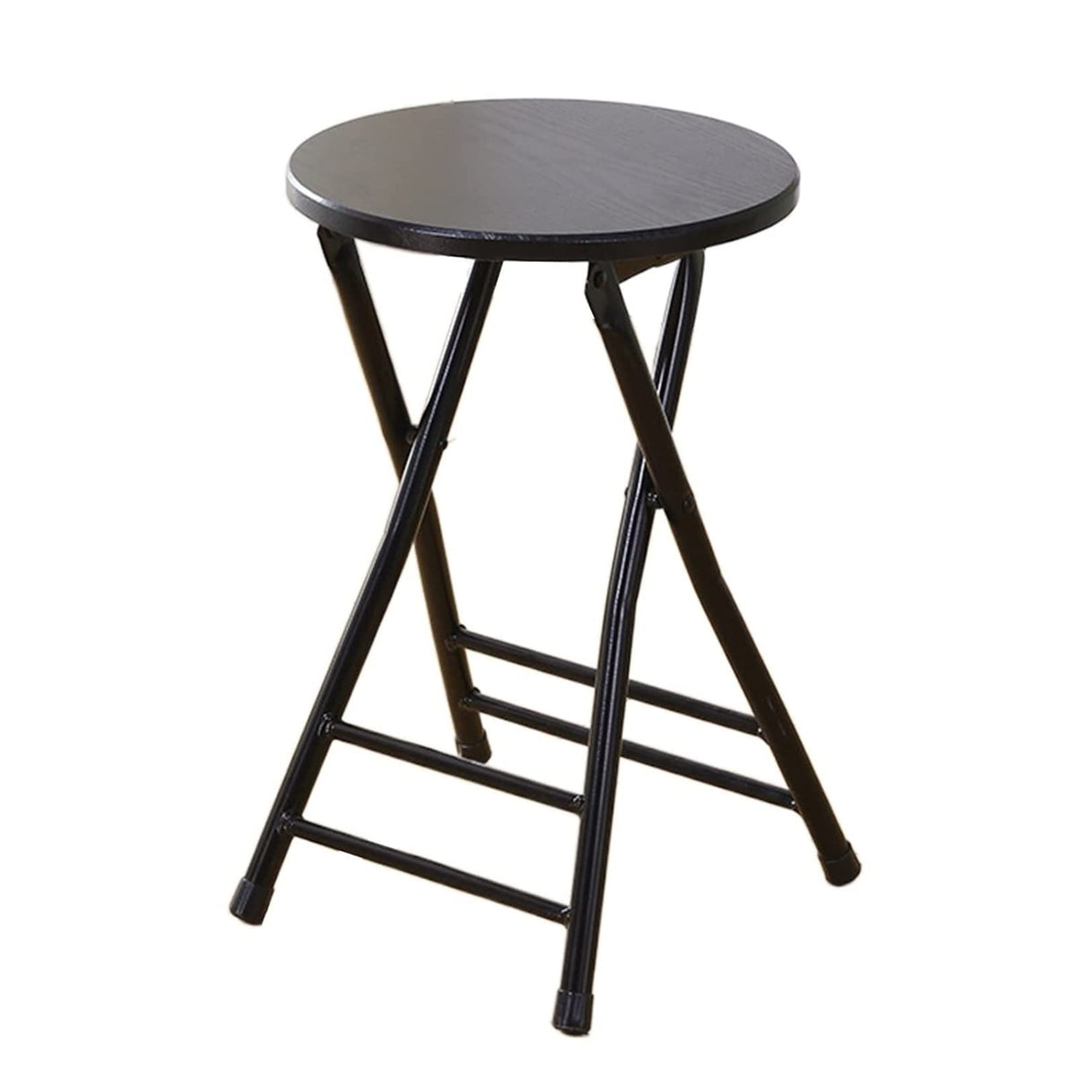Black Round Folding Stool with Metal Frame Z6149