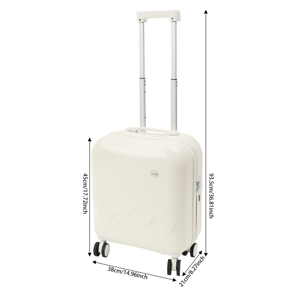 Pearl White 18In Hardside Rolling Suitcase with Cup Holder & USB Port D287284