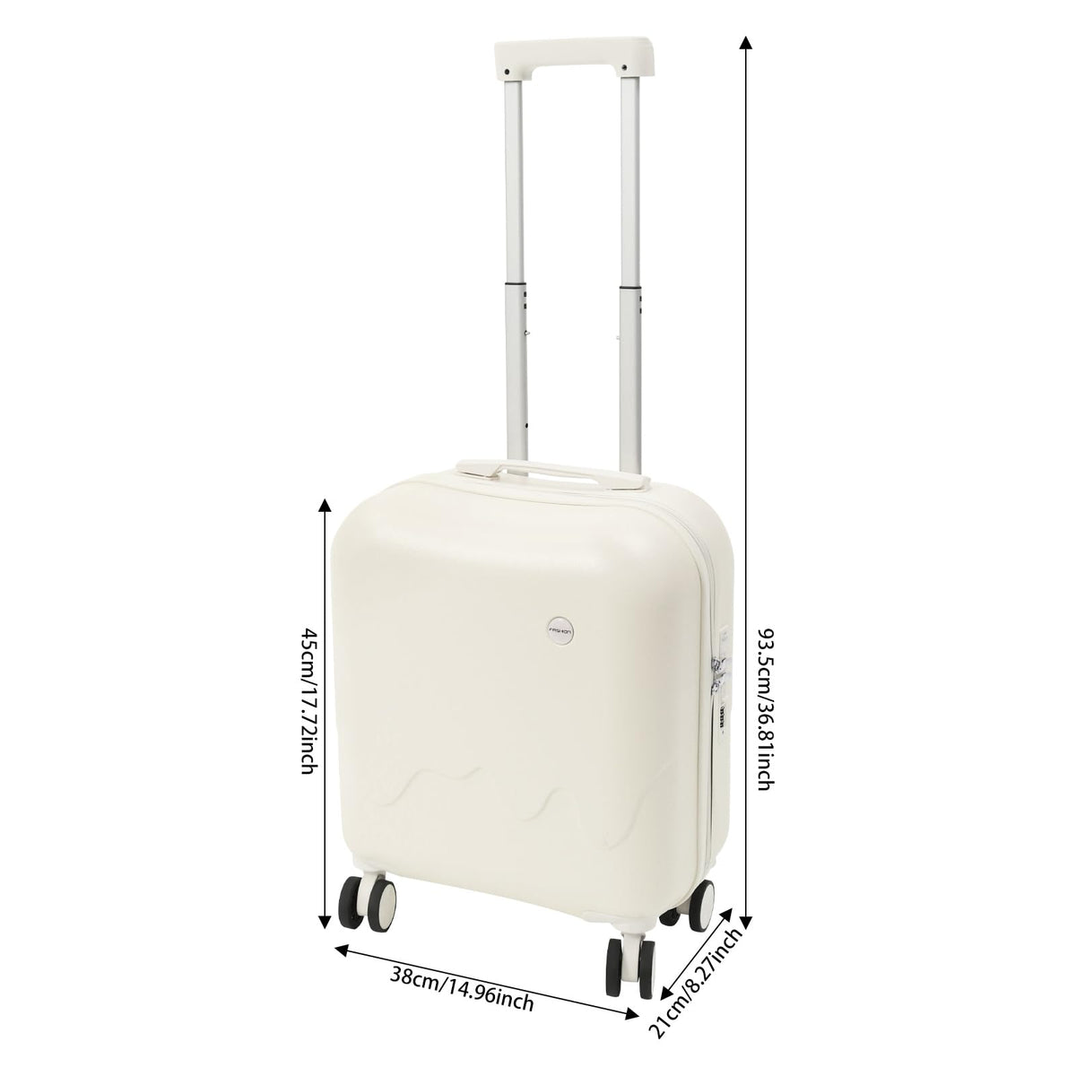 Pearl White 18In Hardside Rolling Suitcase with Cup Holder & USB Port D287284