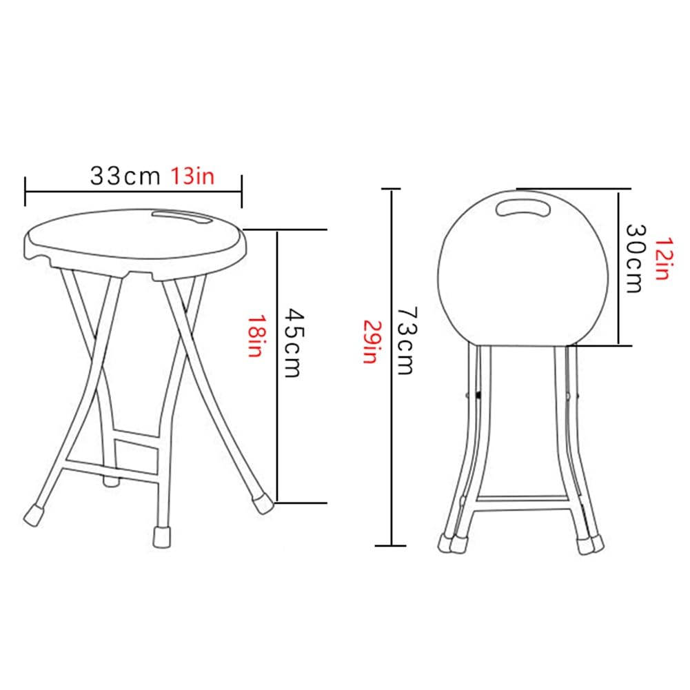 18 Inch Portable Folding Stool with Handle, 500lbs Capacity Round Plastic Chair Z970865