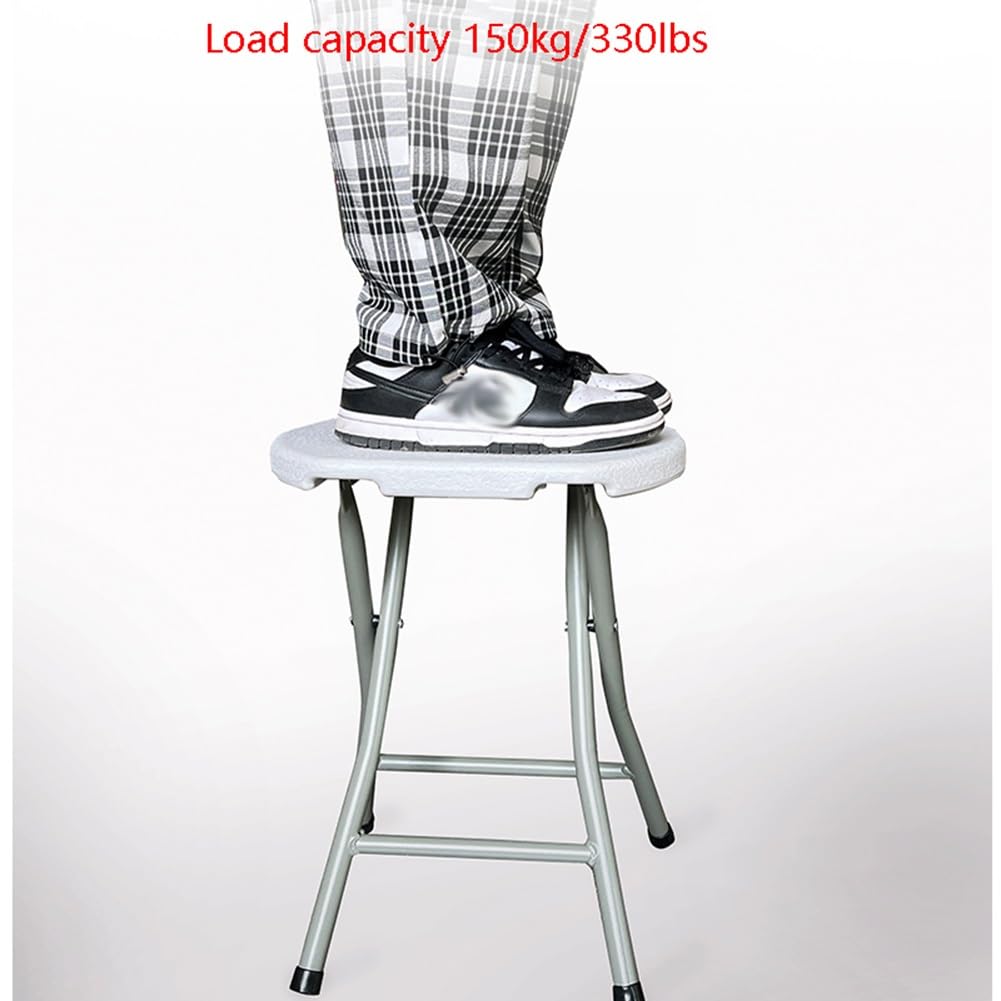 18 Inch Portable Folding Stool with Handle, 500lbs Capacity Round Plastic Chair Z970865