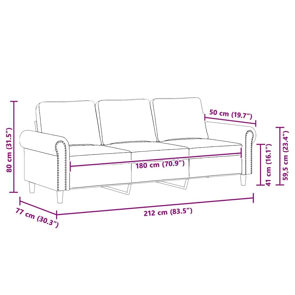 Light Gray Velvet 3-Seater Sofa H2586