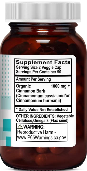 Organic Cinnamon 1000 mg 180 Vegetable Capsules C63805