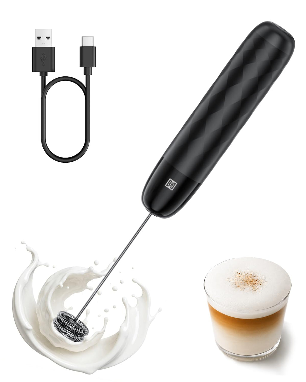 Rechargeable Milk Frother with Detachable Wand Y382065