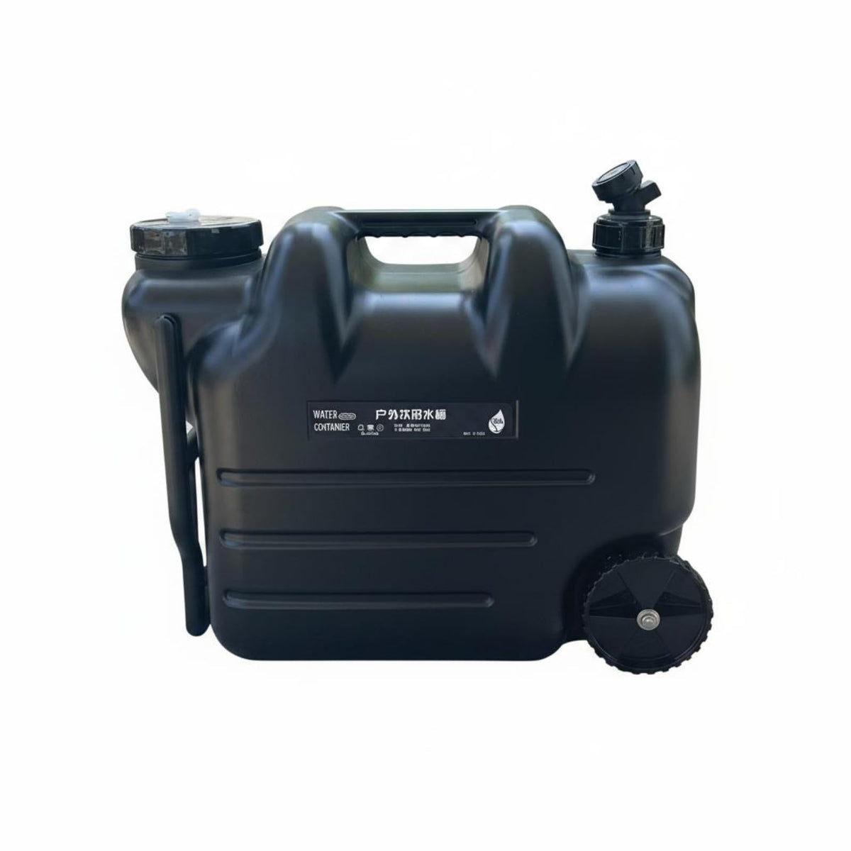 Black Portable Water Tank with Faucet and Wheels Q331