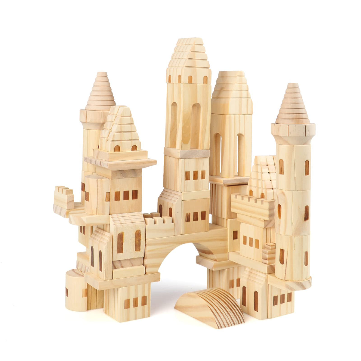 75 Pieces Wooden Castle Building Blocks B381
