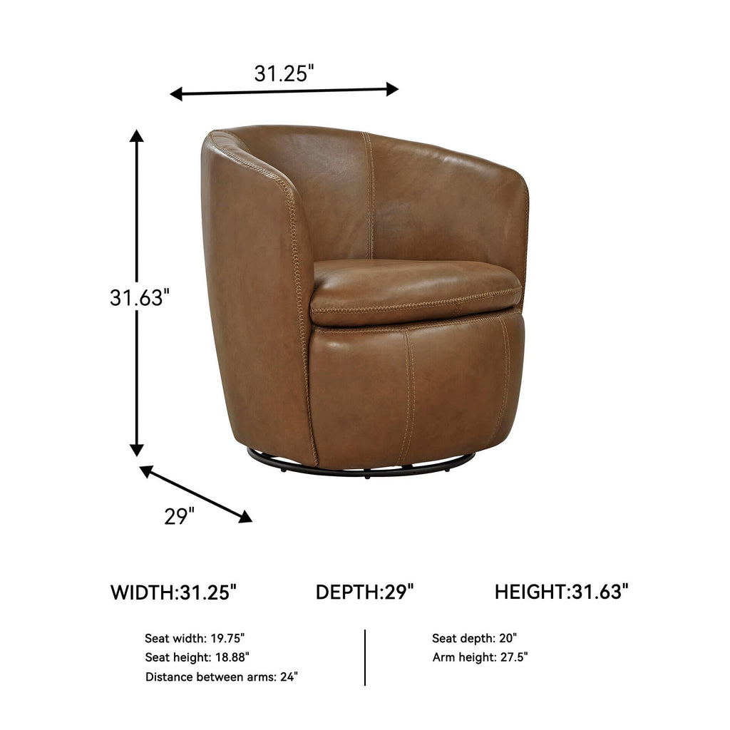 Top Grain Leather Swivel Barrel Chair Z910