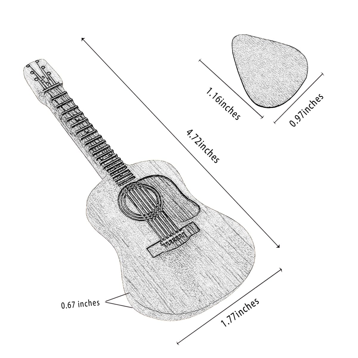 Wooden Guitar Pick Box with Stand 3PCS W5810
