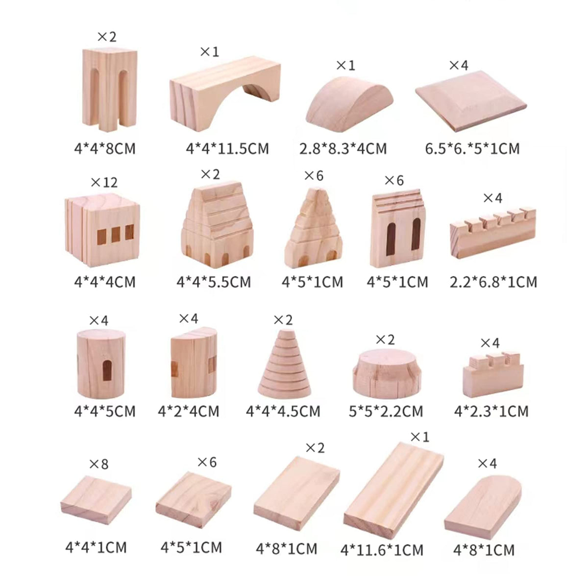 75 Pieces Wooden Castle Building Blocks B381