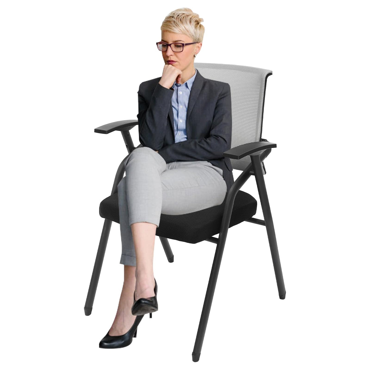 2 Pack Grey Mesh Office Chair with Arms N9163