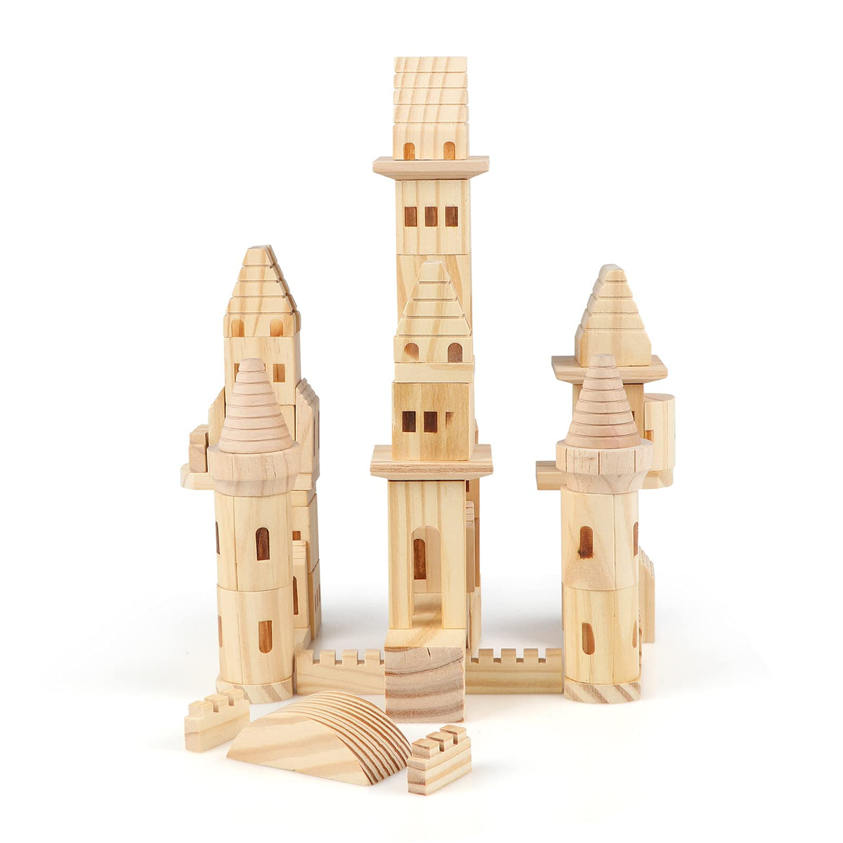 75 Pieces Wooden Castle Building Blocks B381