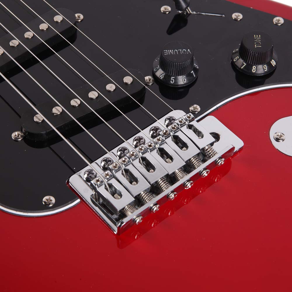 39 Inch Beginner Electric Guitar Kit with Bag, Strap, 20W Amplifier, Red E995756