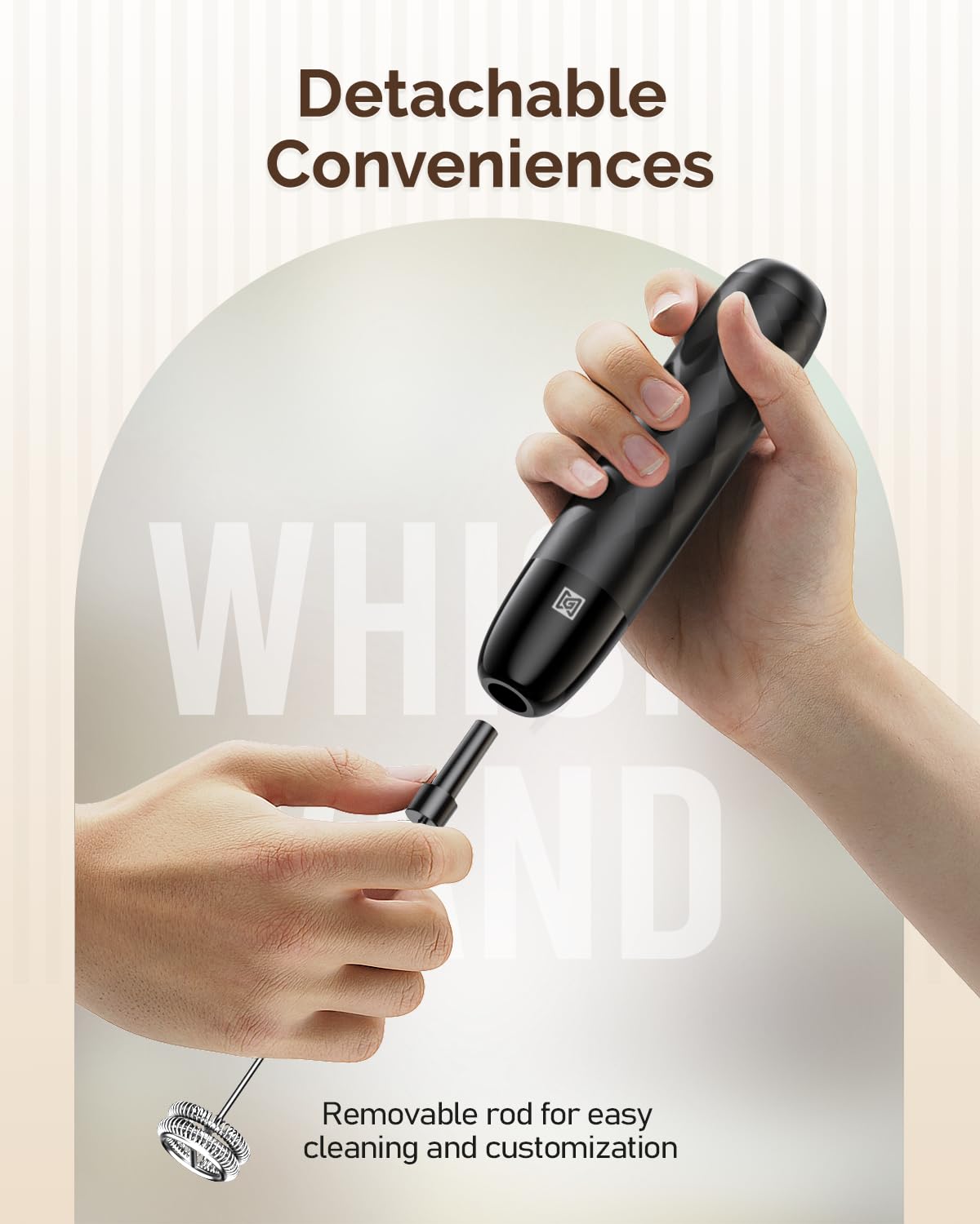 Rechargeable Milk Frother with Detachable Wand Y382065