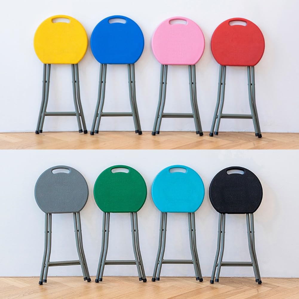 18 Inch Portable Folding Stool with Handle, 500lbs Capacity Round Plastic Chair Z970865