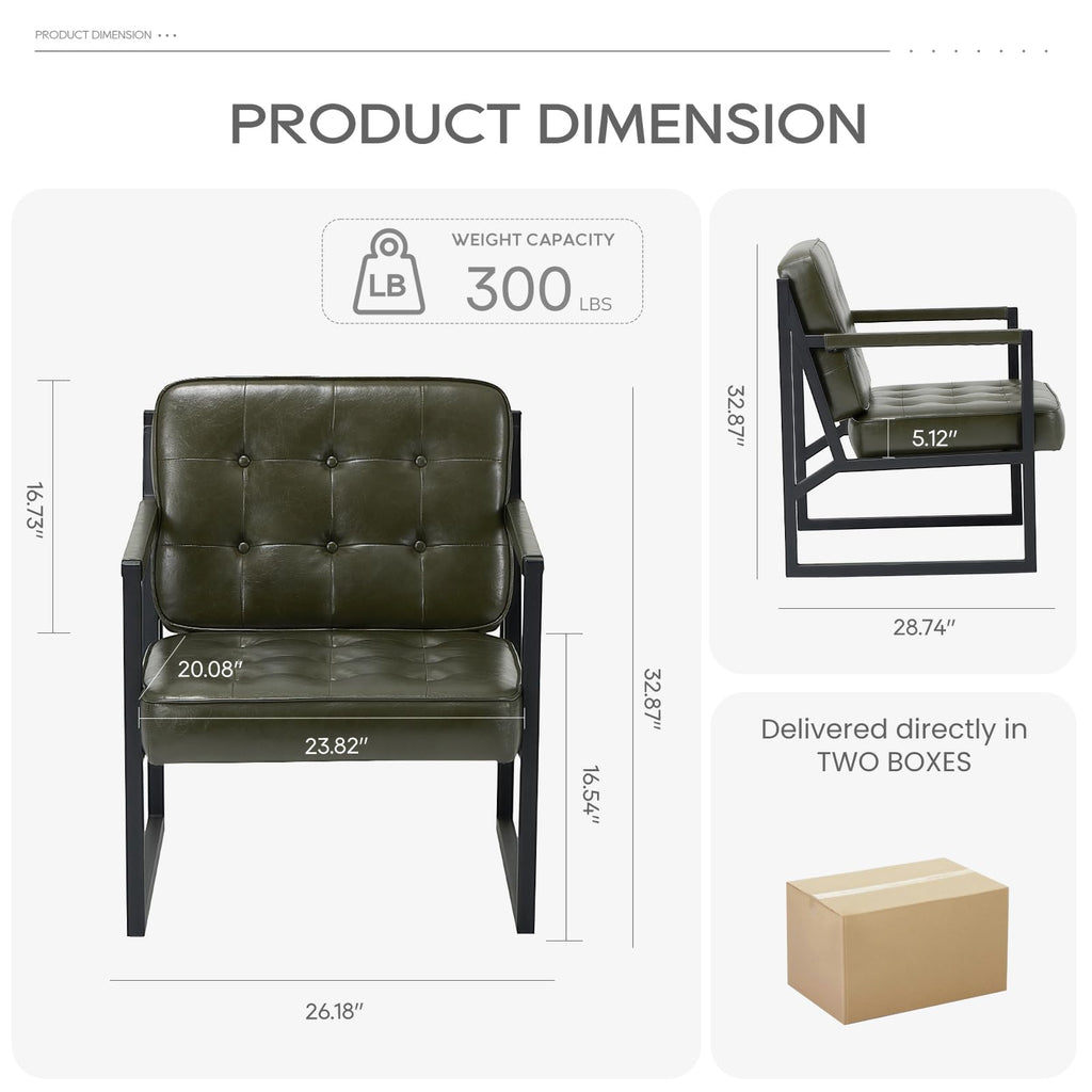 Green Leather Accent Chair Set of 2 O1495