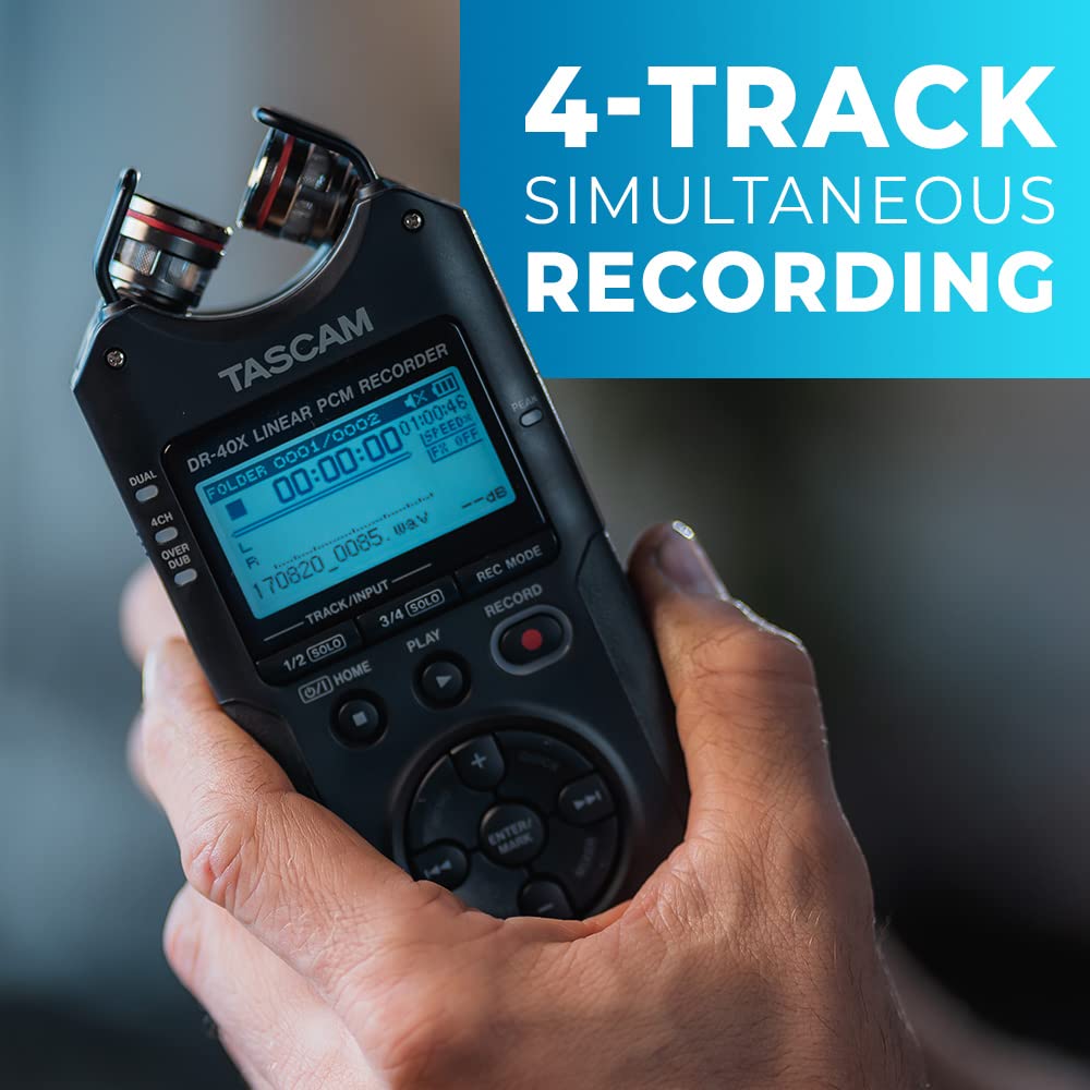 4-Track Portable Handheld Field Recorder with 2 XLR/TRS Inputs R893418