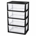 Wide 4 Drawer Plastic Storage Tower Organizer C905