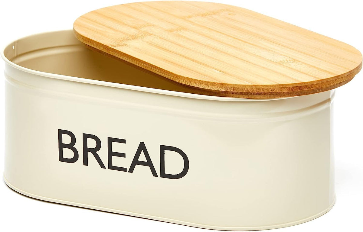 Metal Bread Box with Bamboo Lid Q2450