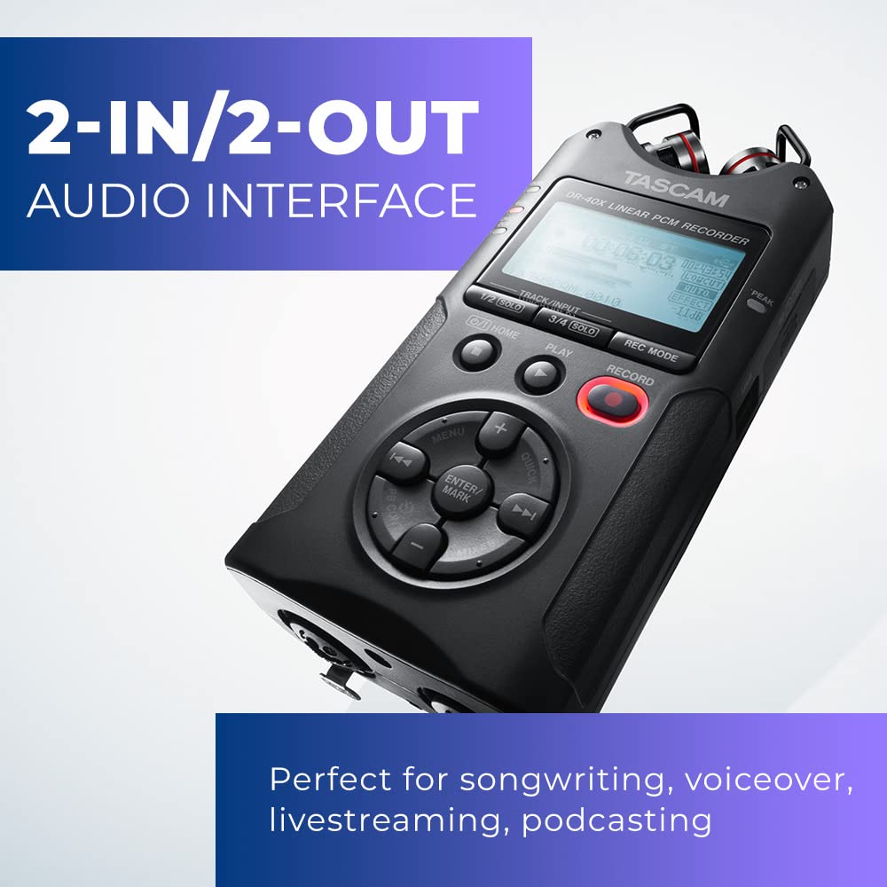 4-Track Portable Handheld Field Recorder with 2 XLR/TRS Inputs R893418