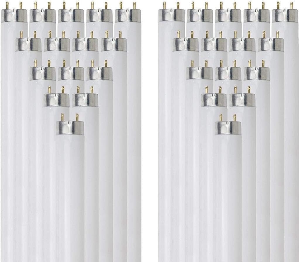 24 Inch T8 Fluorescent Tube Light Bulb 17W 4100K Cool White G13 Base Pack of 30 F126903