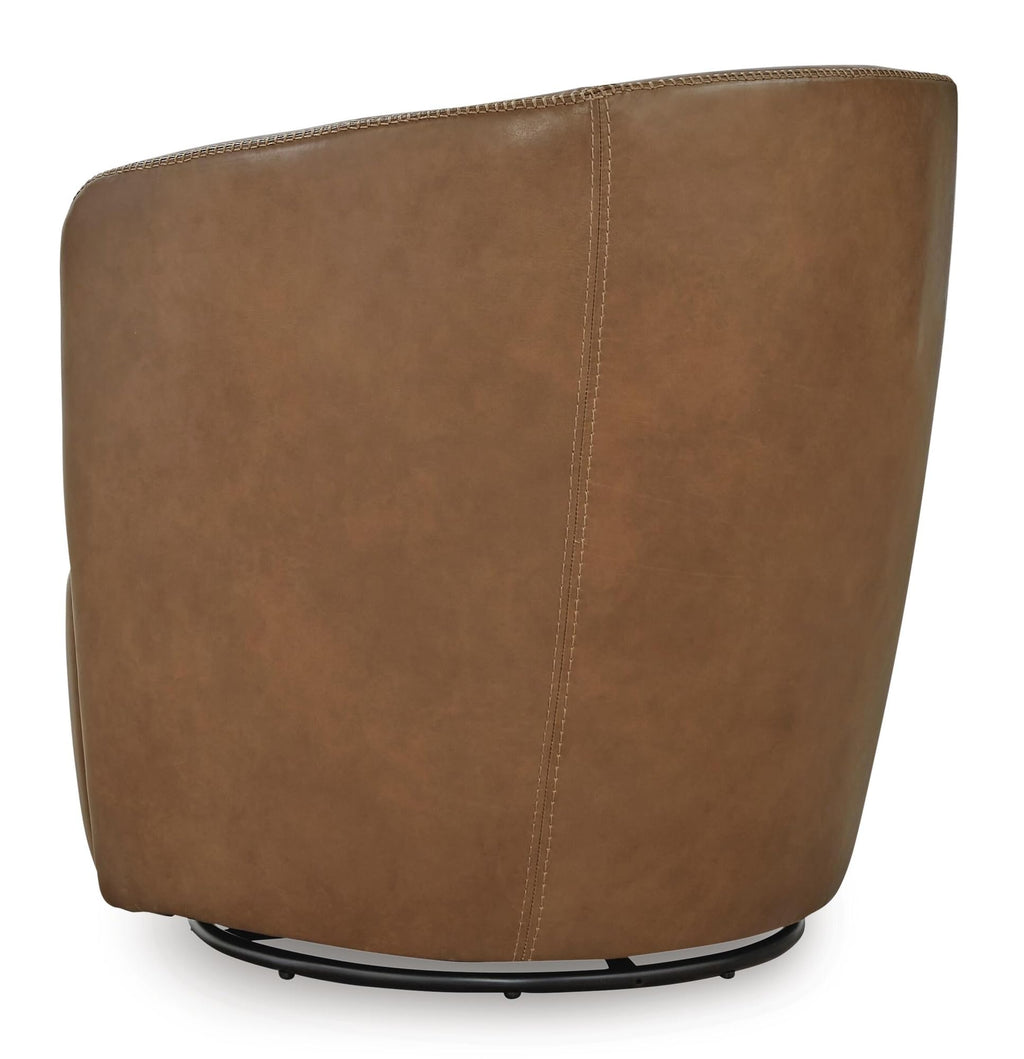 Top Grain Leather Swivel Barrel Chair Z910
