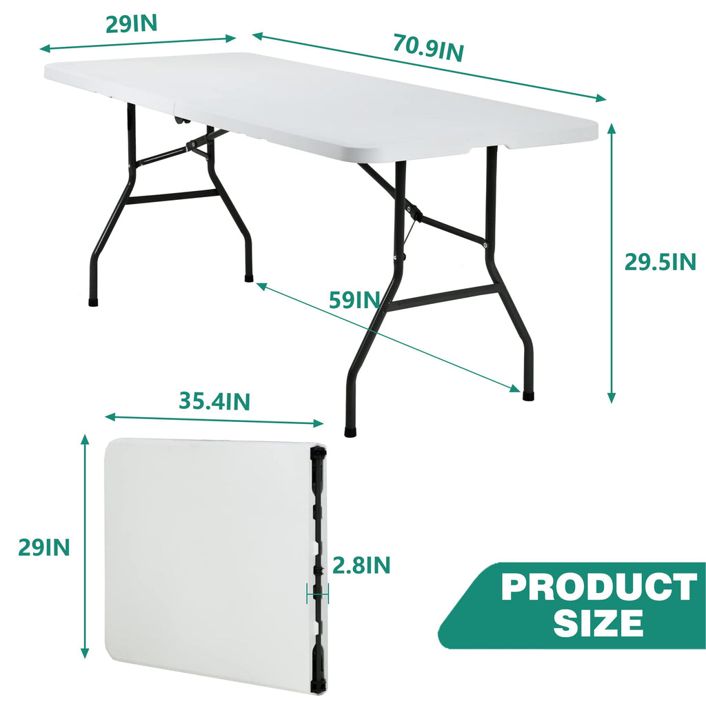 6FT White Portable Plastic Folding Table U528