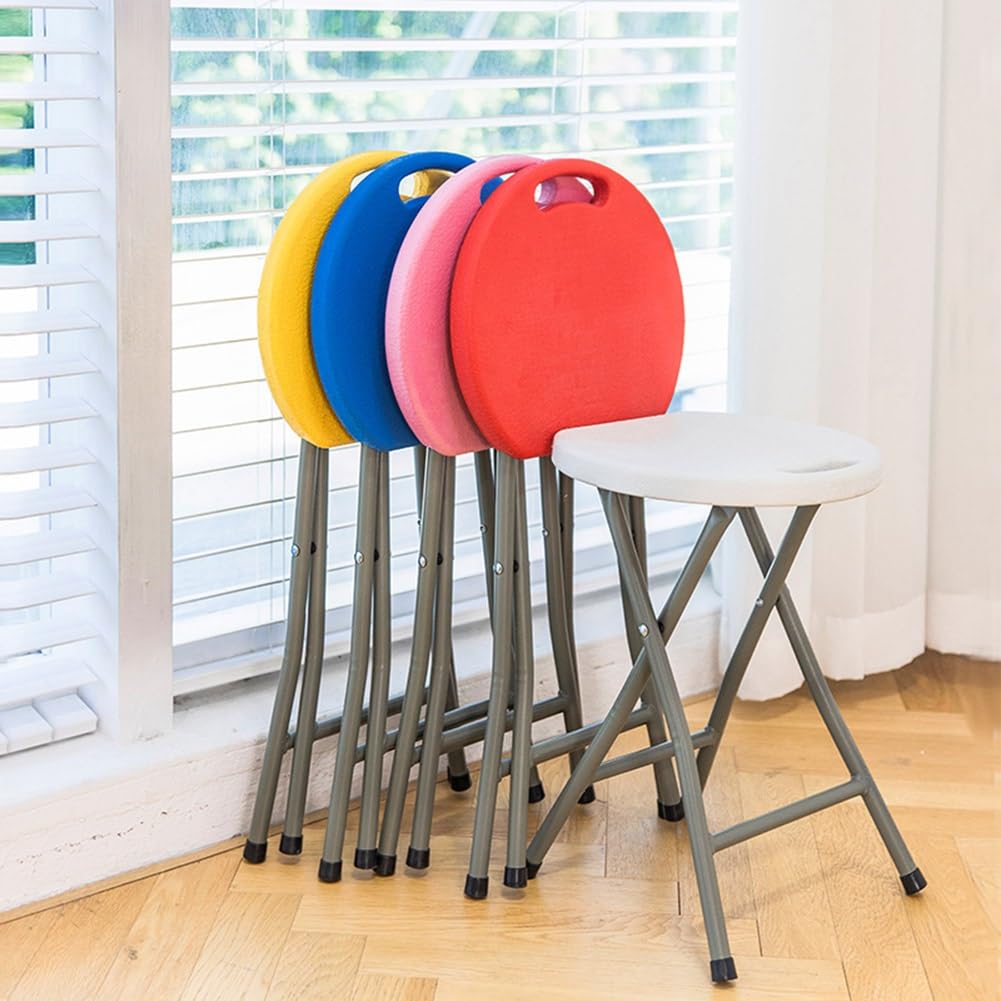 18 Inch Portable Folding Stool with Handle, 500lbs Capacity Round Plastic Chair Z970865