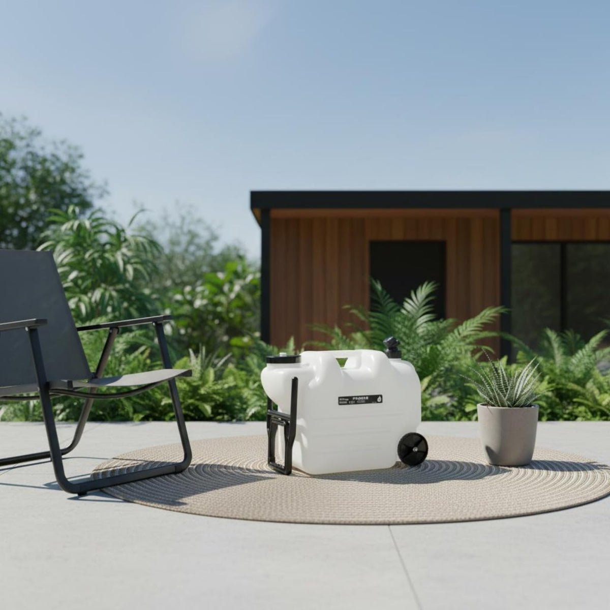 Black Portable Water Tank with Faucet and Wheels Q331