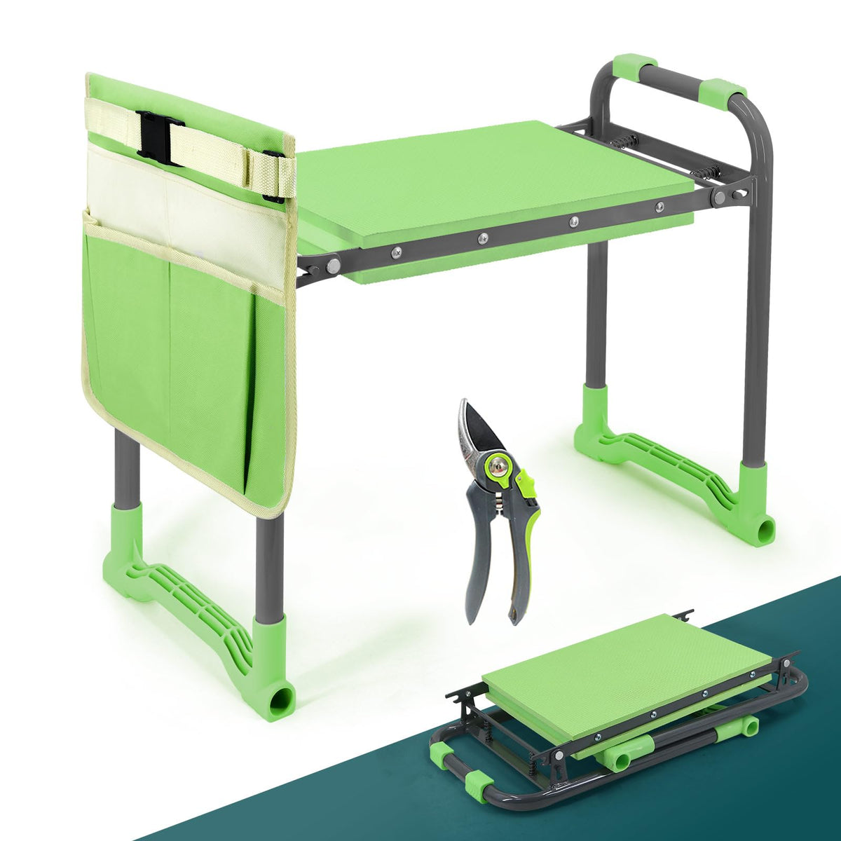 Foldable Garden Kneeler and Seat with Tool Storage Pouch M55212