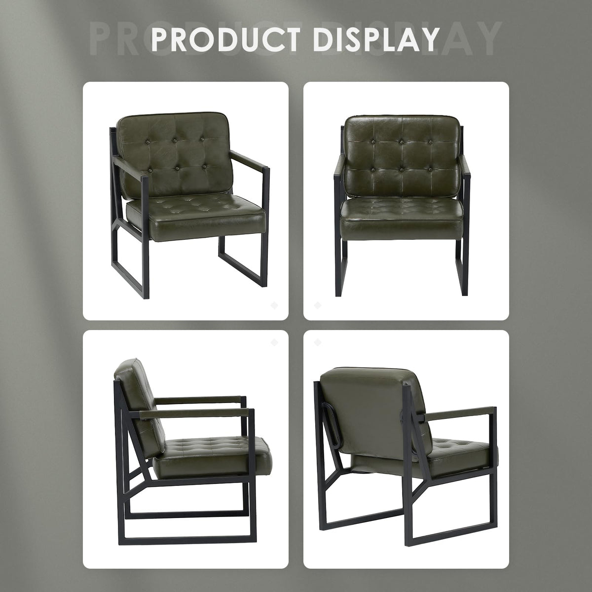 Green Leather Accent Chair Set of 2 O1495