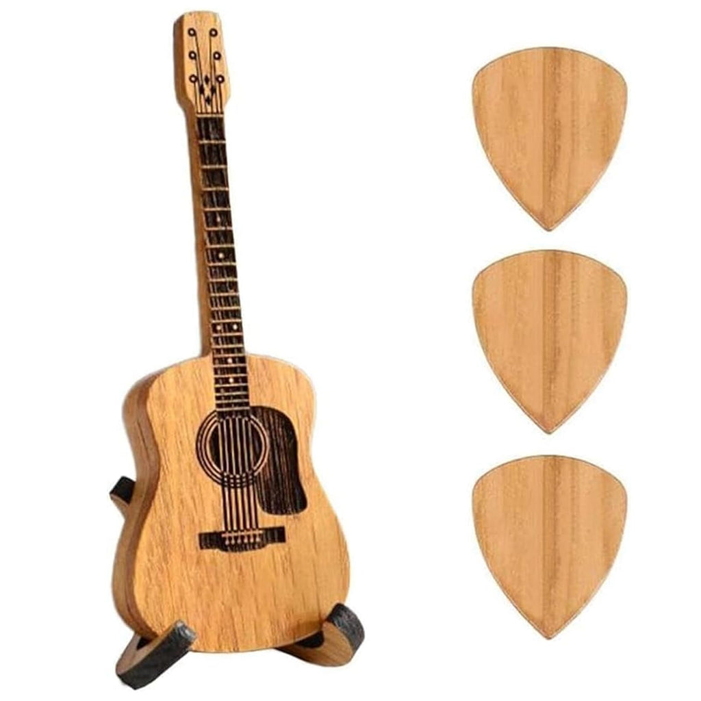 Wooden Guitar Pick Box with Stand 3PCS W5810