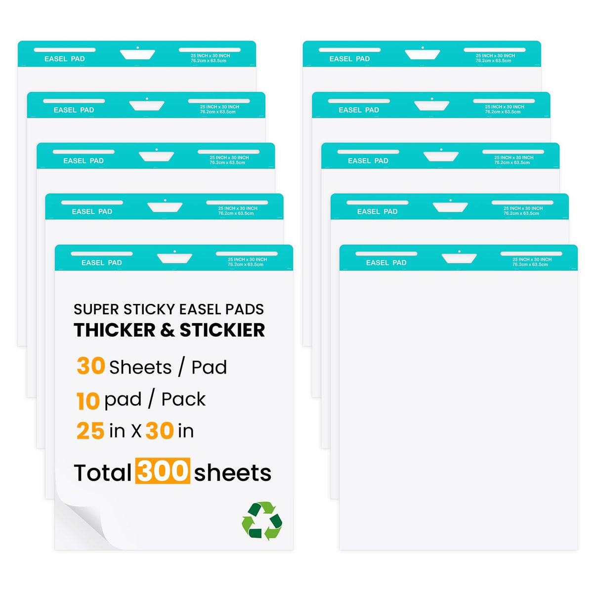 25x30 Inch Self-Adhesive Flip Chart Paper 10 Pack L76085