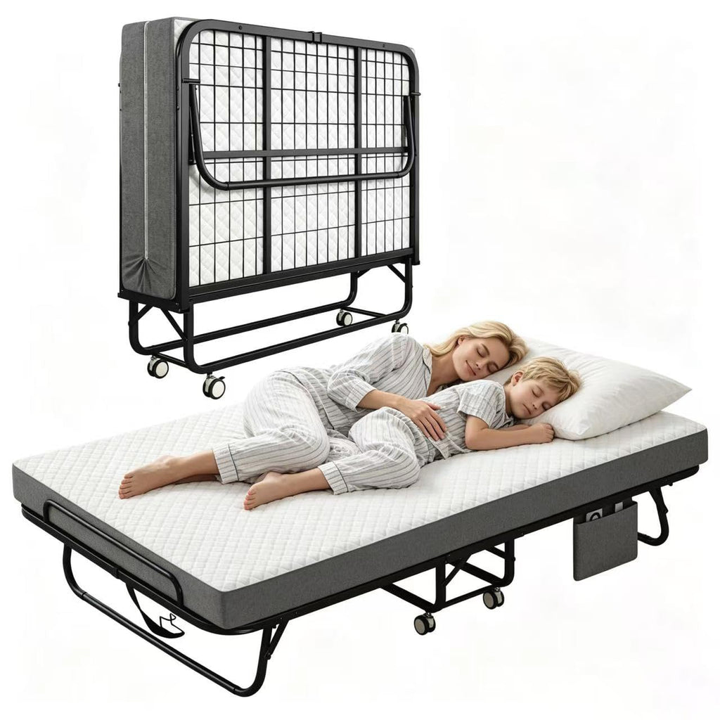 Folding Twin XL Size Bed with Memory Foam Mattress U9877
