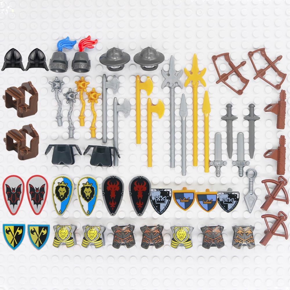 Building Block Medieval Weapon Armor Swords Helmet Horse G43943