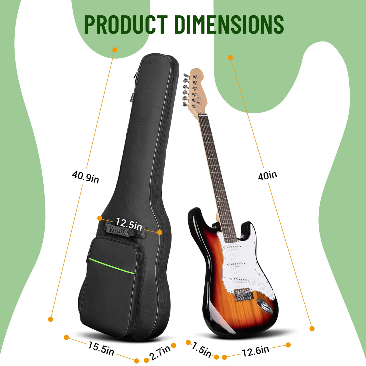 Electric Guitar Bag 0.3in Padded Green J840