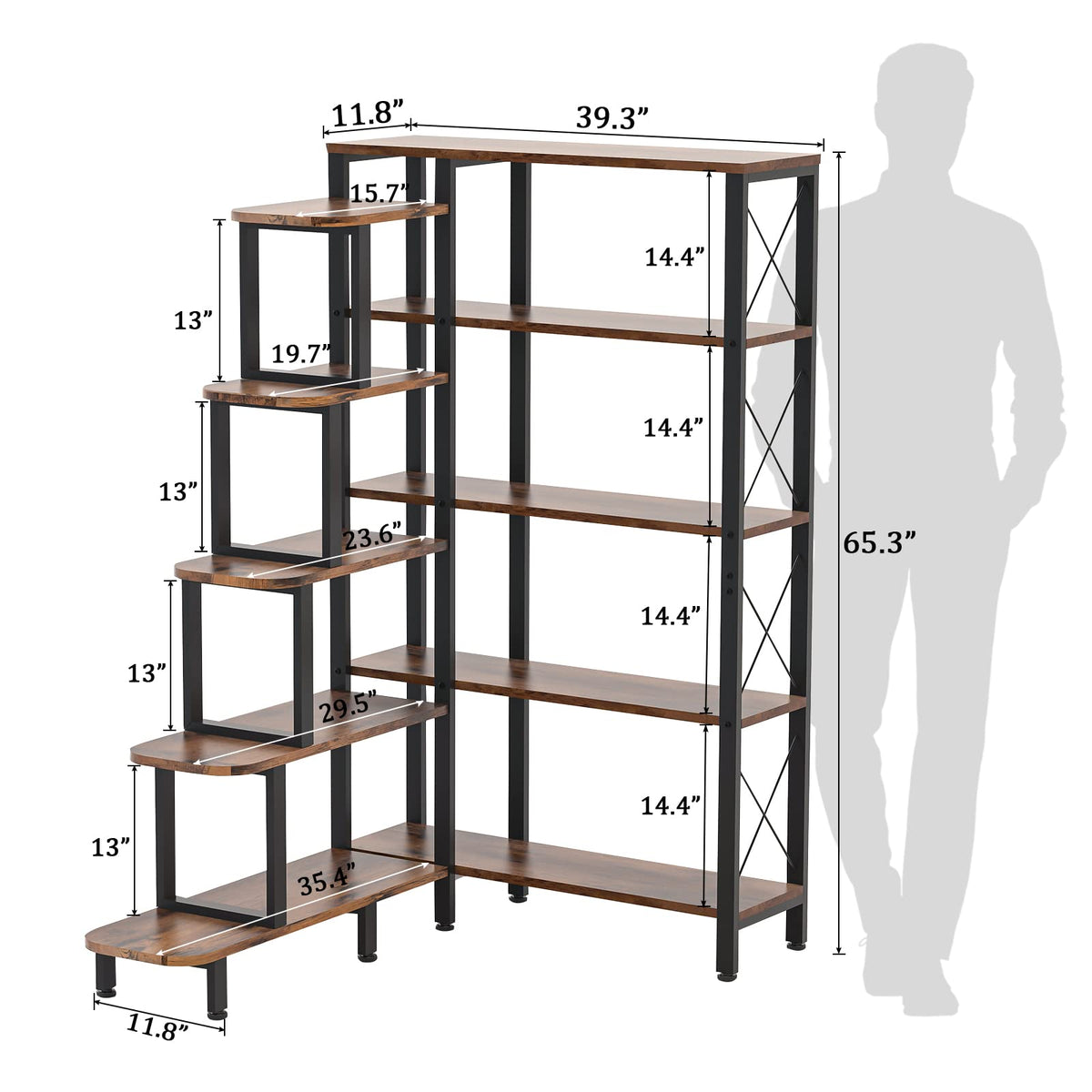 Large Reversible 5 Tier Corner Bookshelf V8337