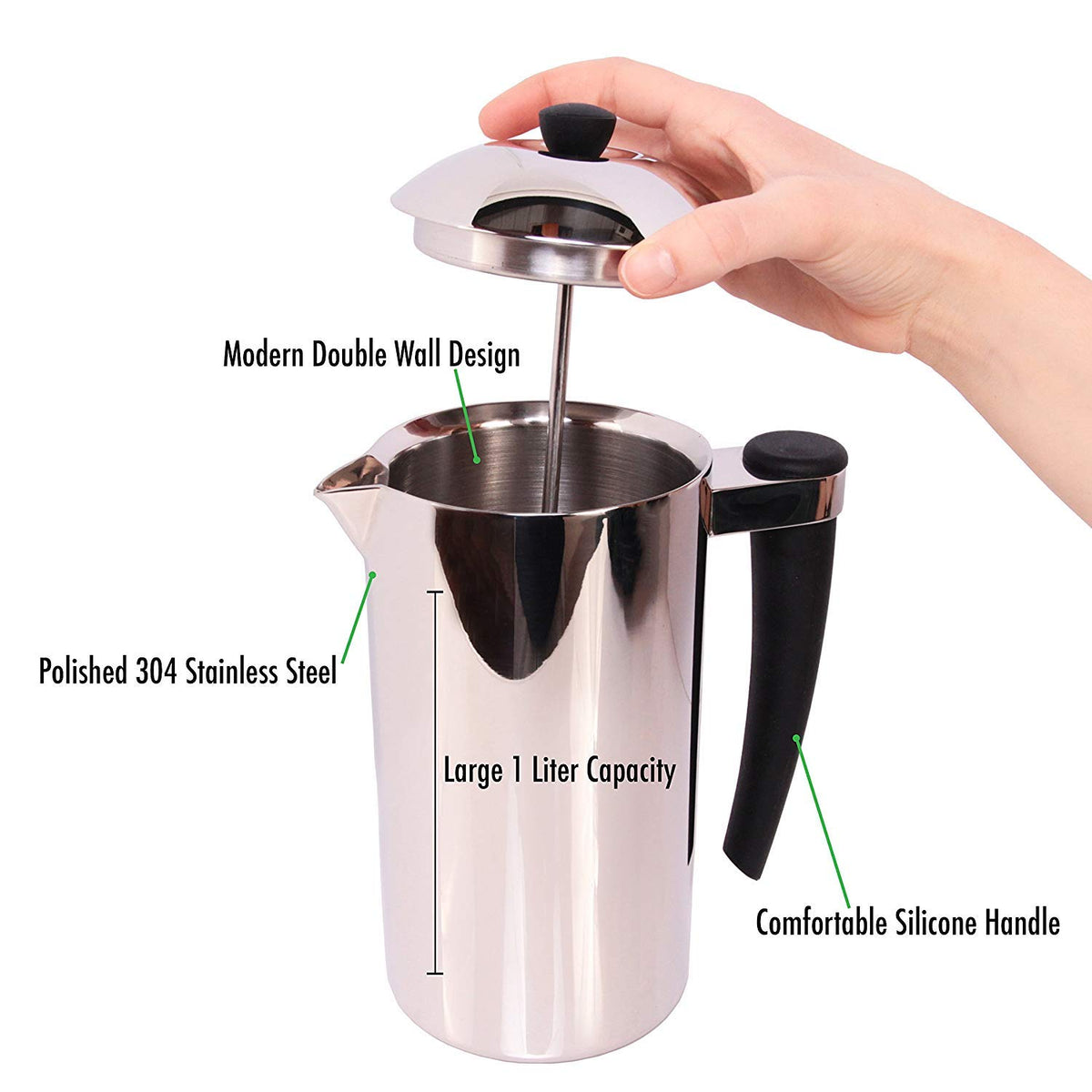 Stainless Steel Double-Wall Coffee Press 1 Liter E342538