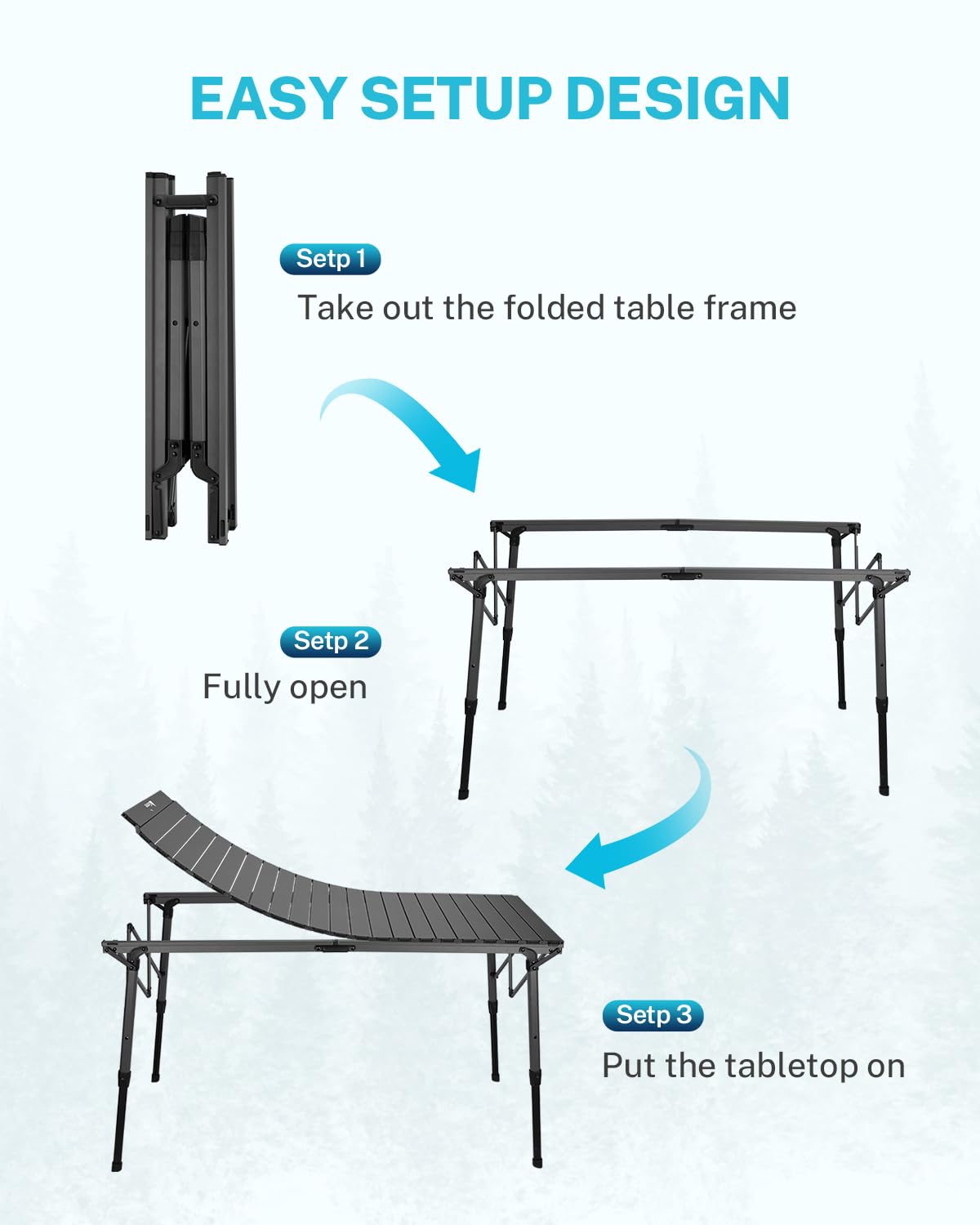50" Aluminum Folding Camping Table V8388