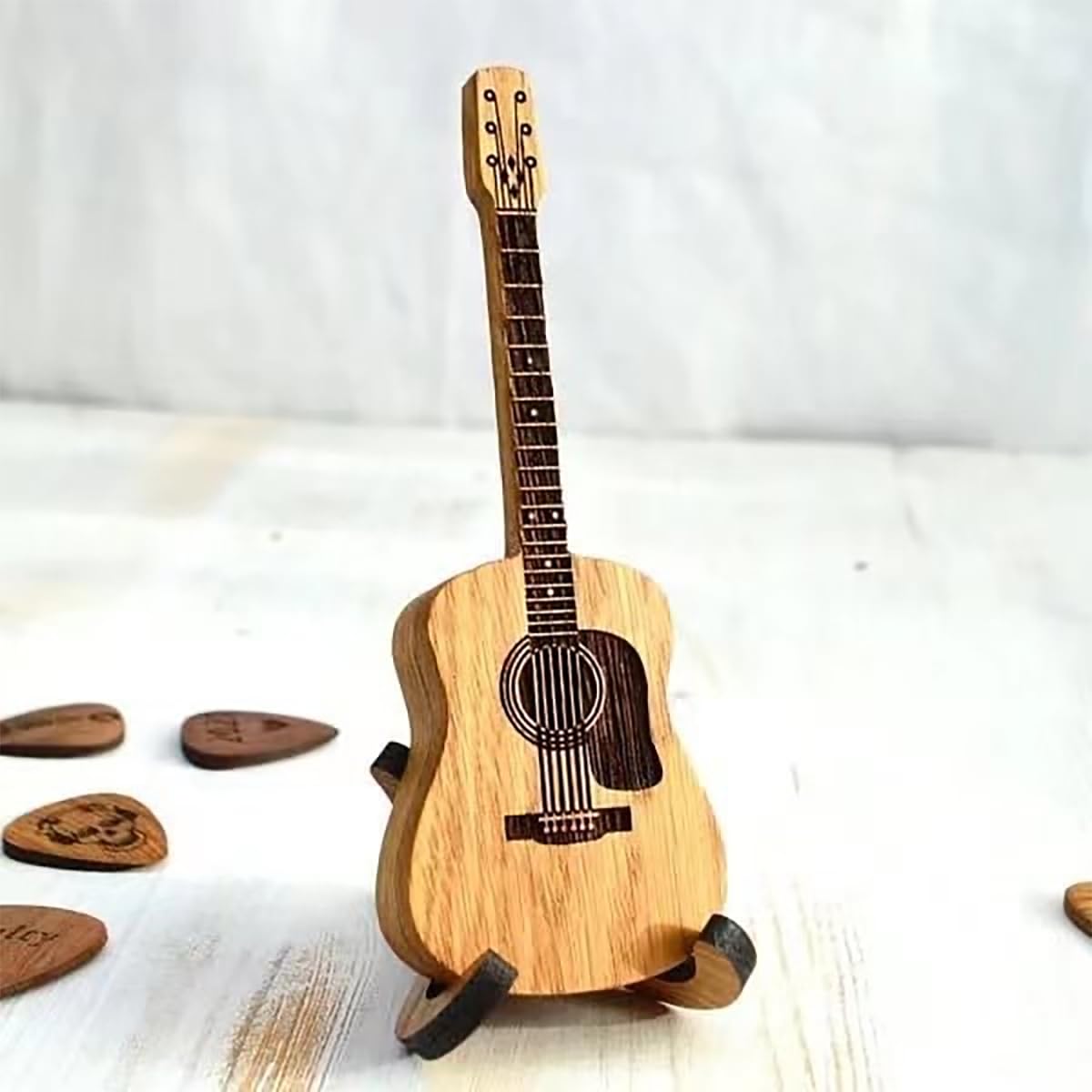 Wooden Guitar Pick Box with Stand 3PCS W5810