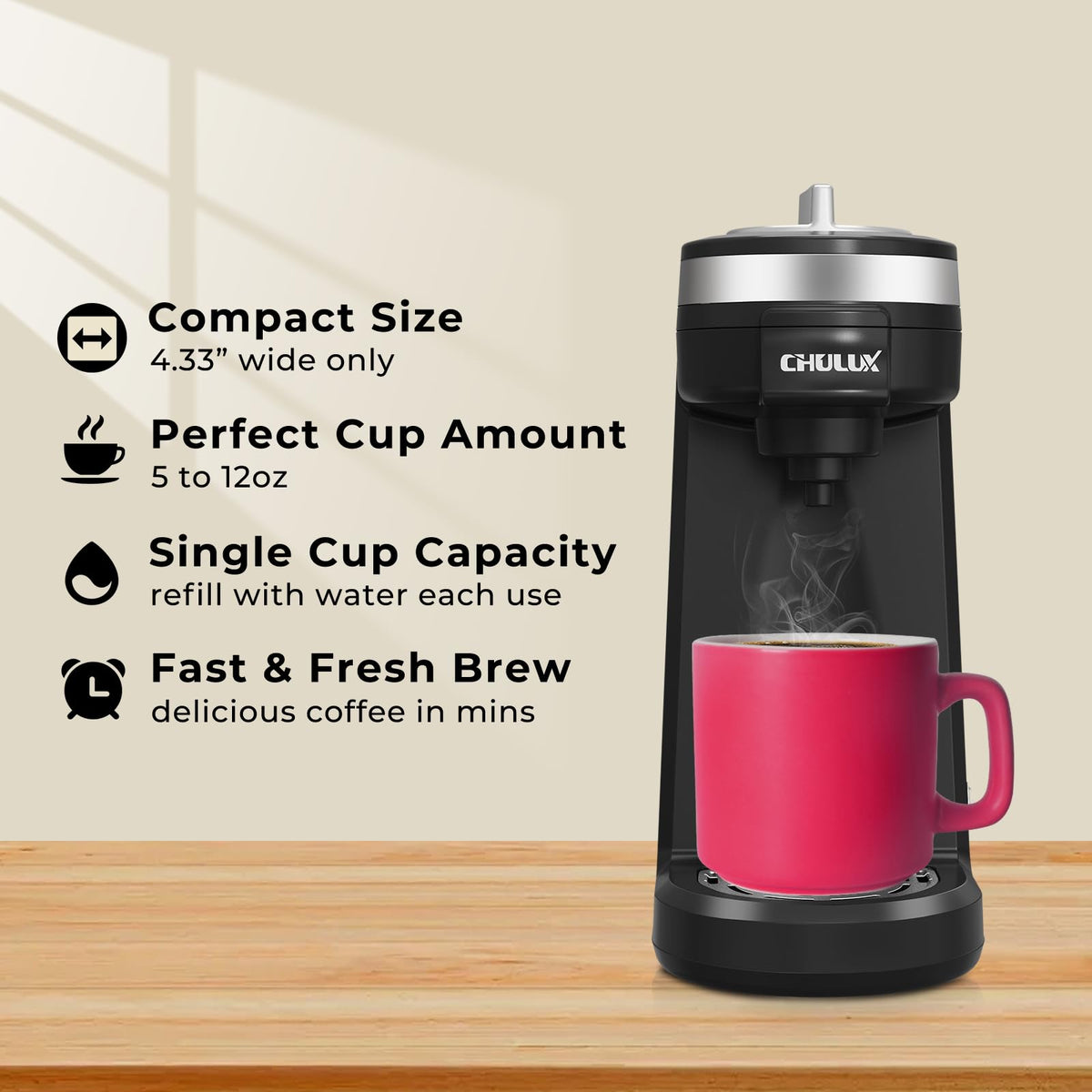 Black Mini Single Serve Coffee Maker I988