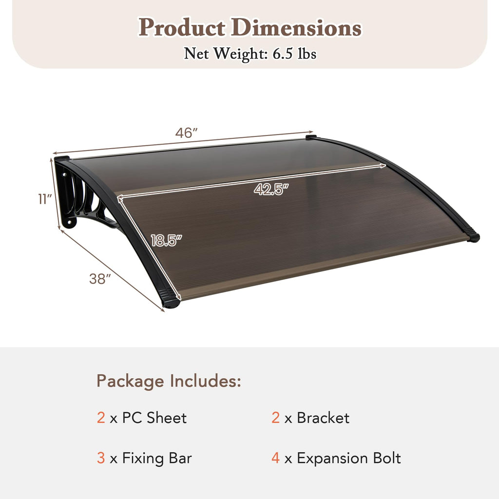 46" x 38" Polycarbonate Door Awning Canopy W425614