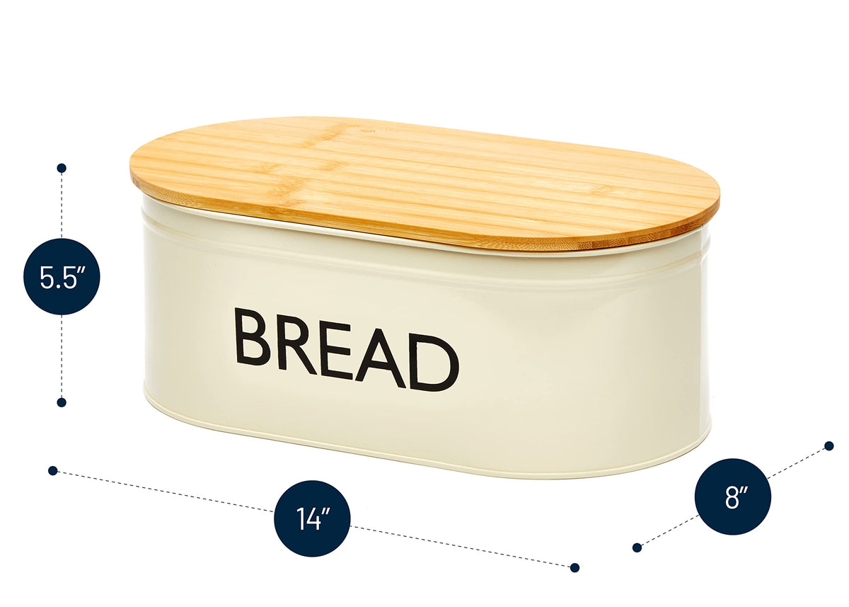 Metal Bread Box with Bamboo Lid Q2450