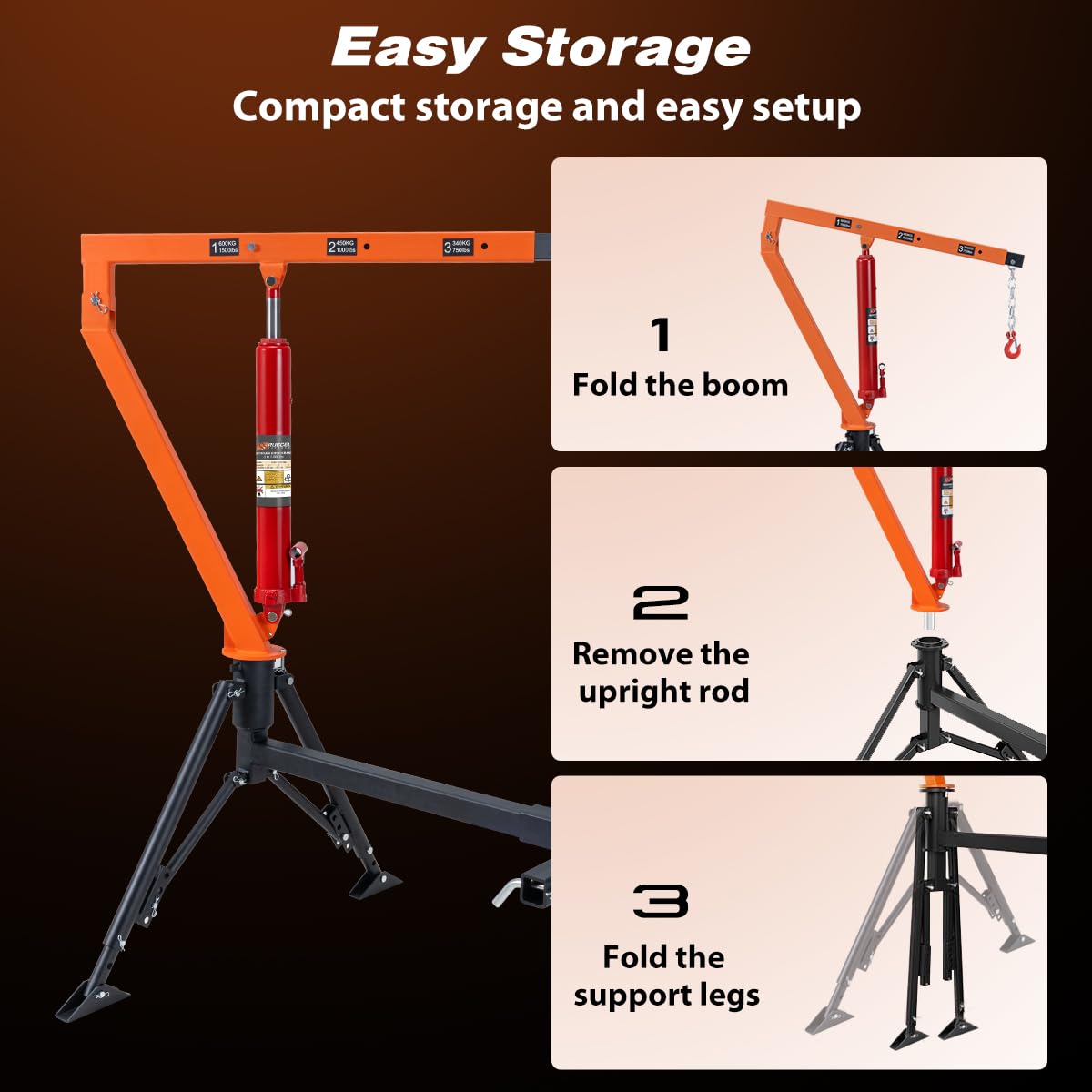 1500 lb Hydraulic Hitch Mounted Truck Crane S140