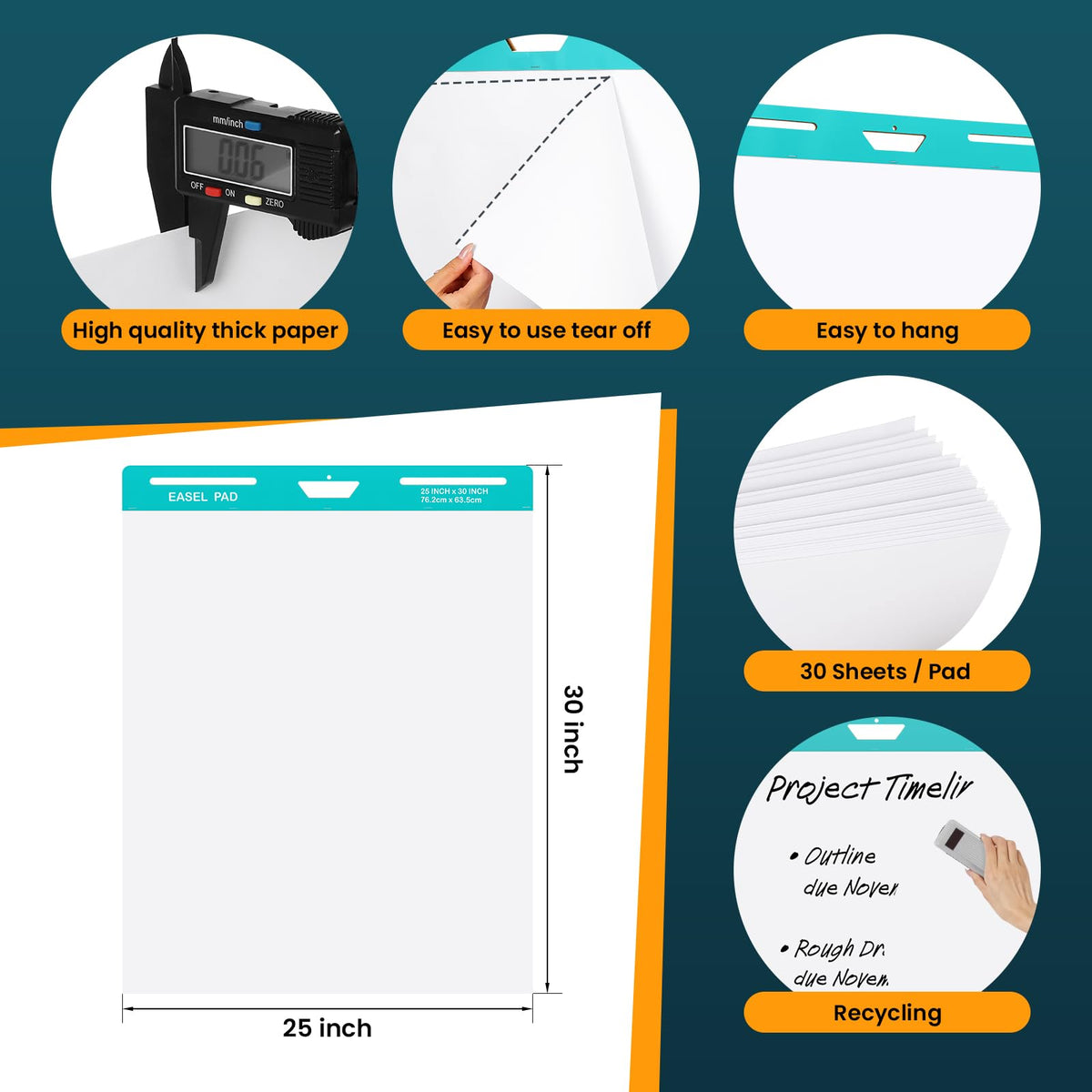 25x30 Inch Self-Adhesive Flip Chart Paper 10 Pack L76085