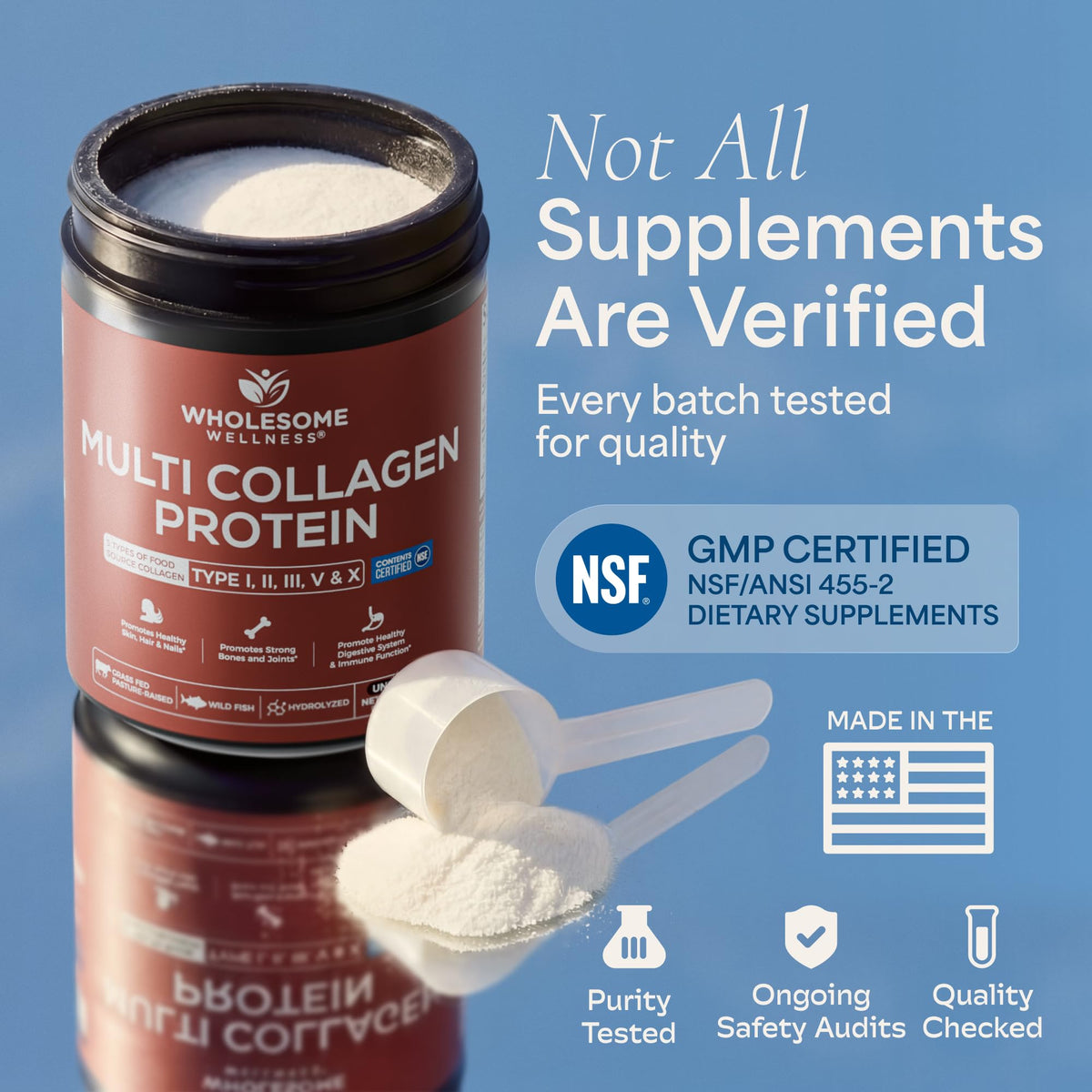 Multi Collagen Peptides Protein Powder, 5 Types Hydrolyzed, Grass-Fed, Non-GMO, Unflavored Y646