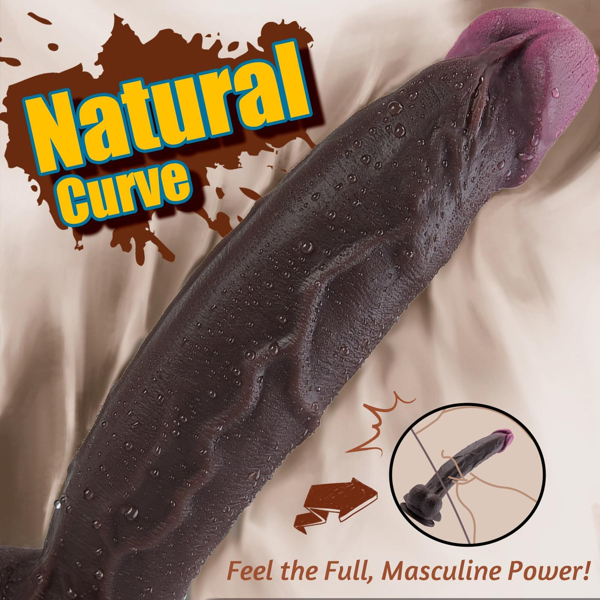 12" Thick Black Dildo J8621